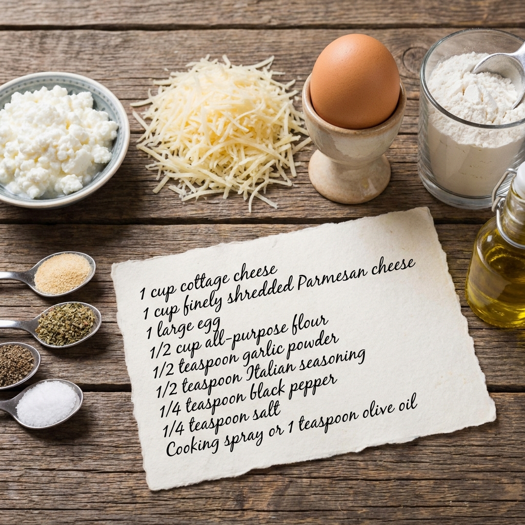 Ingredients for cottage cheese Parmesan fry sticks