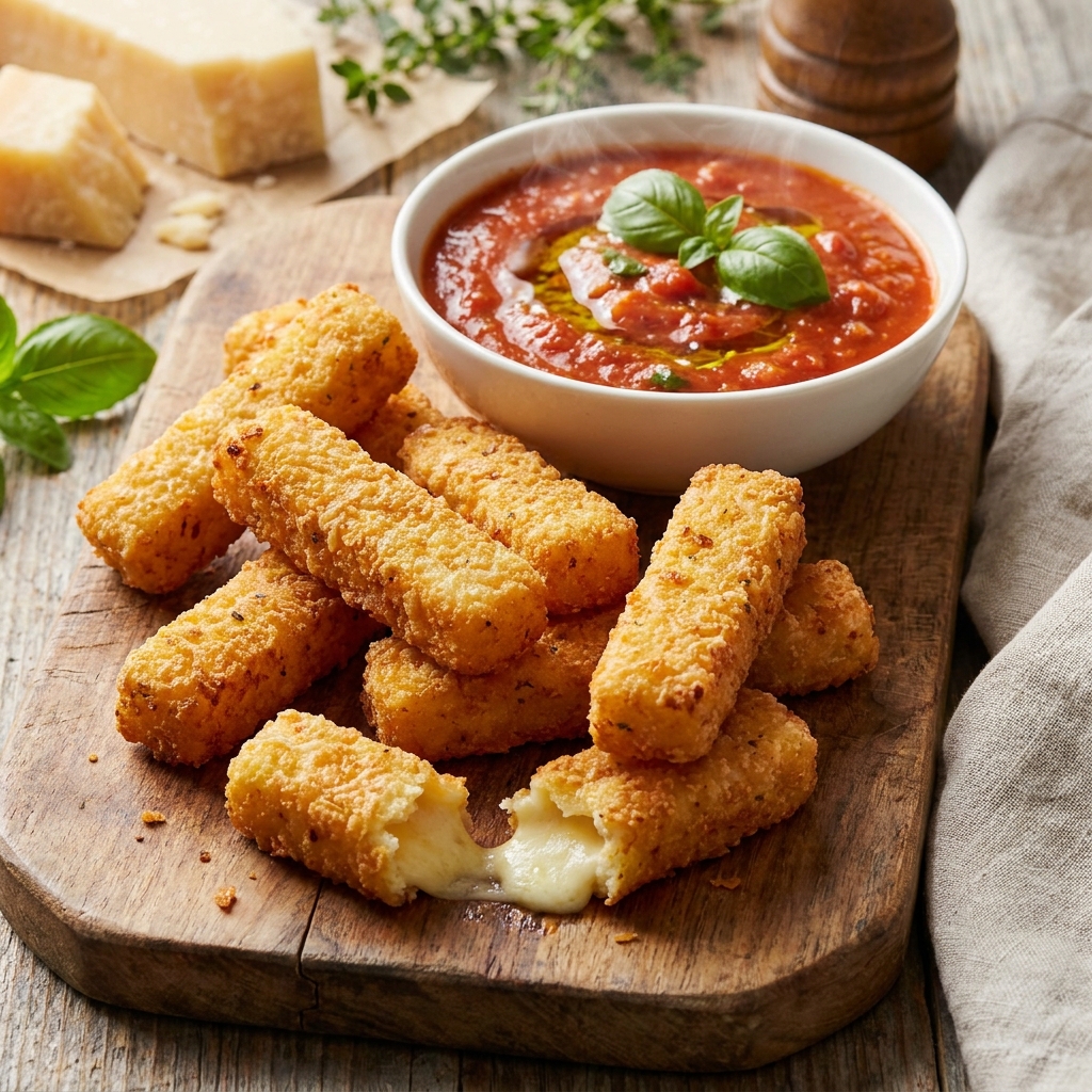 Golden cottage cheese Parmesan fry sticks