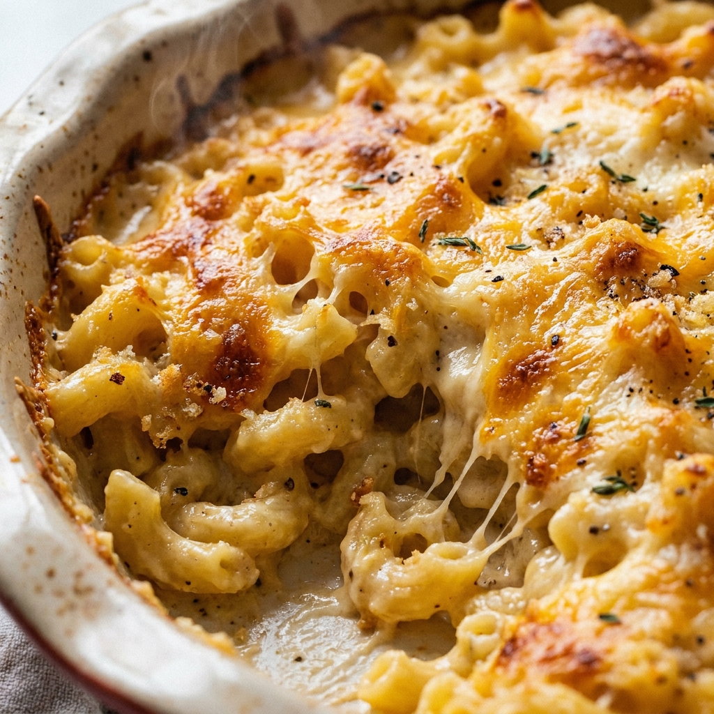 Homemade creamy cheese sauce for baked macaroni