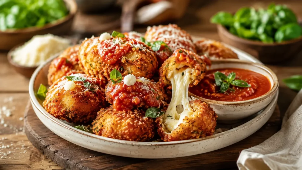 Cottage cheese chicken parm nugget bites with marinara sauce