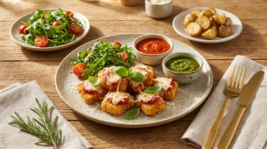 Cottage cheese chicken parm nuggets ready for cooking