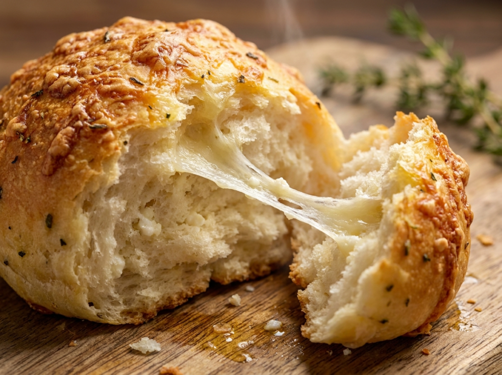 Golden, fluffy 2 ingredient cottage cheese dinner rolls stacked on a baking sheet