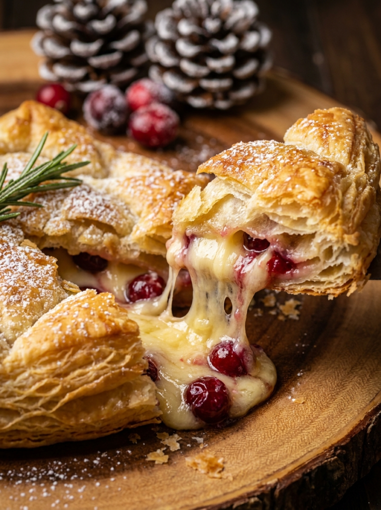 Golden baked festive cranberry brie bites in a mini muffin tin
