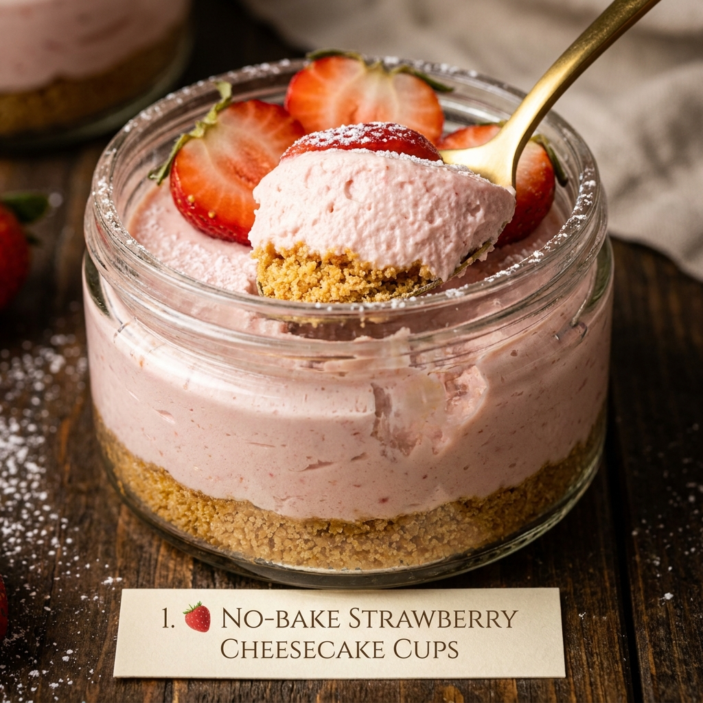 No-bake strawberry cheesecake cups