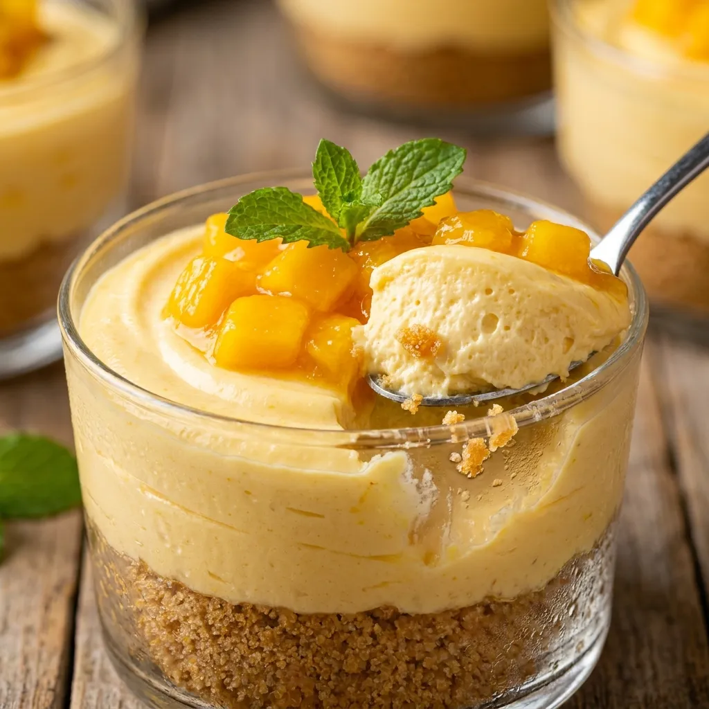 7. 🥭 No-Bake Mango Cheesecake Cups