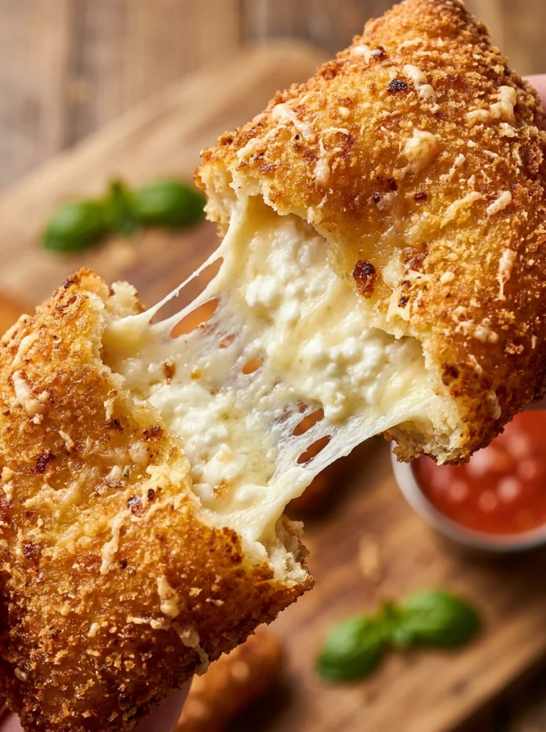 Air fried cottage cheese parmesan pillow bites with melted cheese pull