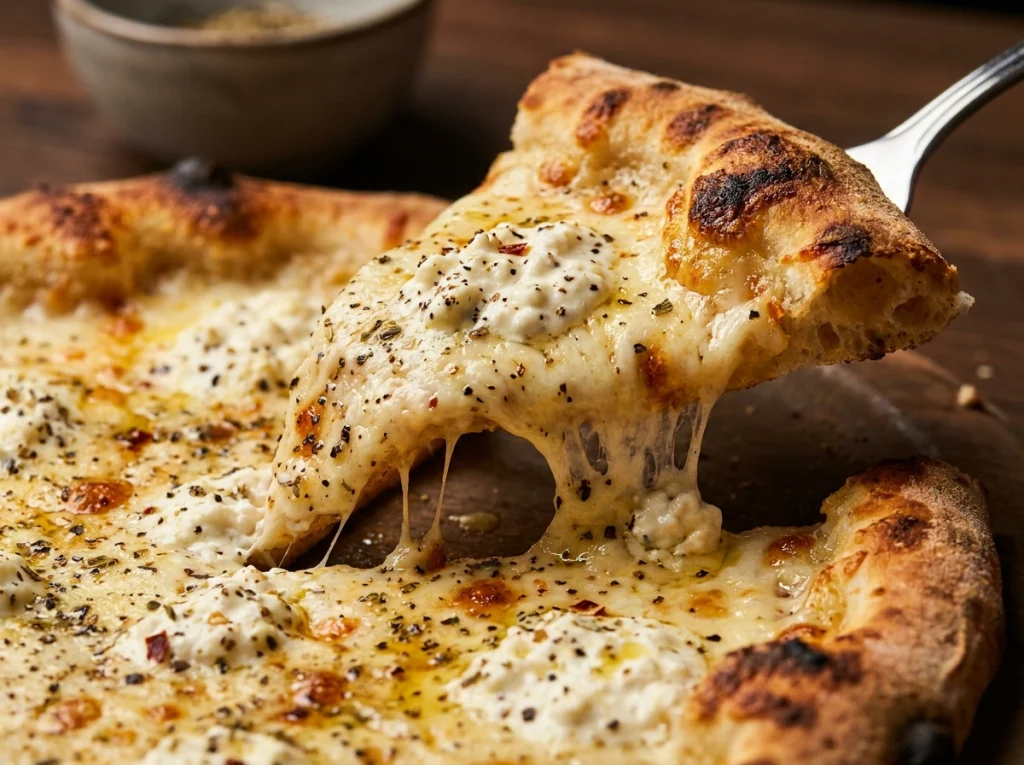 Cottage Cheese Pizza Recipe slice with melted mozzarella and golden crispy crust